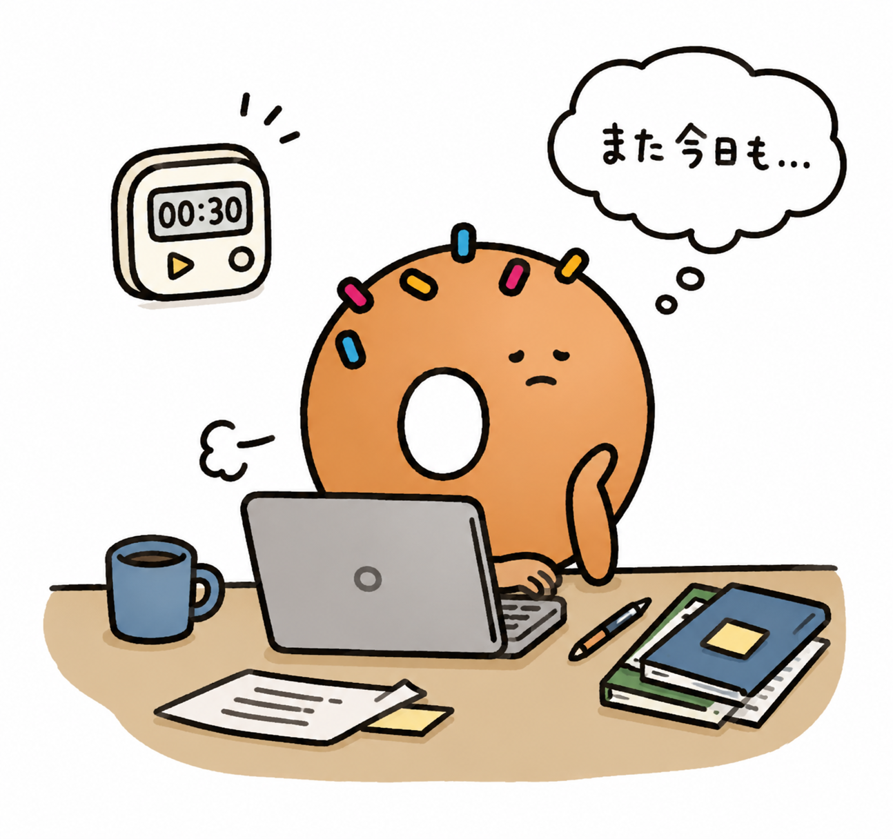 考えているドーナツのキャラクター